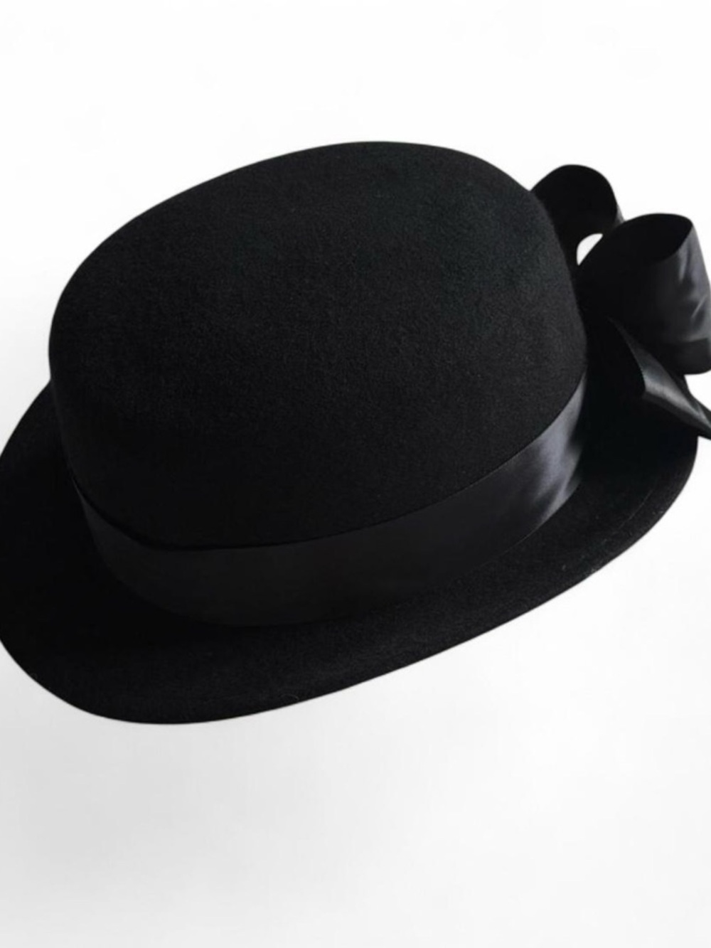 Classic Black Bow Felt Women's Hat -